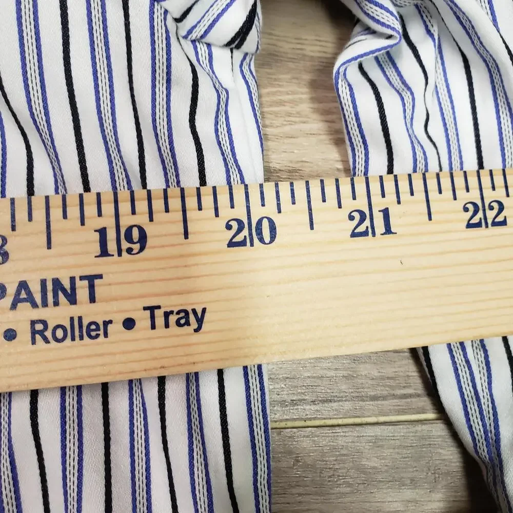 Madewell Dress Womens M White Striped Shirt Dress 3/4 Sleeve Button Up Collared